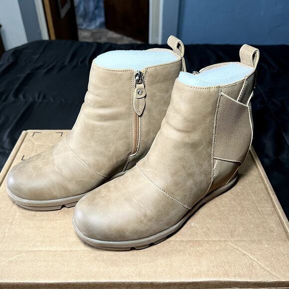 Athlefit wedge boots comfortable angle wedge booties womens 8 trendy evening - Picture 3 of 11